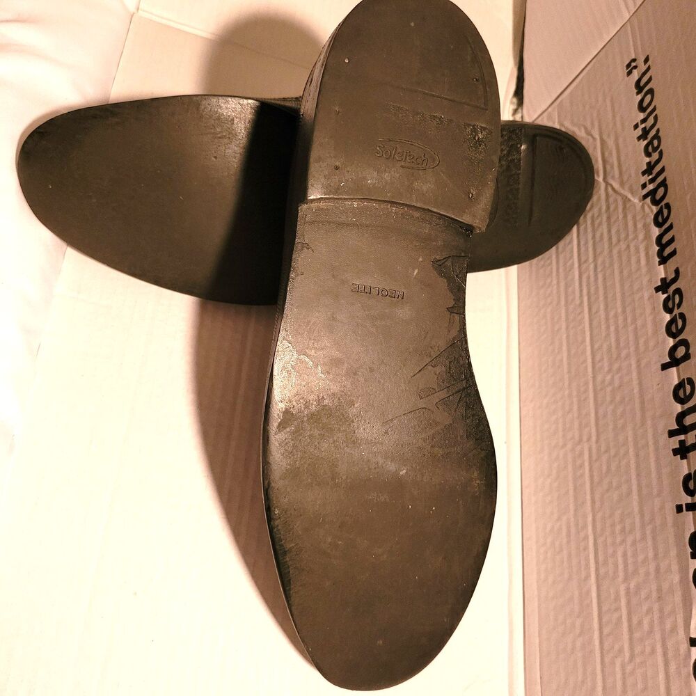 VTG 70s Florsheim Imperial Kenmoor 12 C Black Longwing Blucher Gunboat Men Shoes - Picture 11 of 16